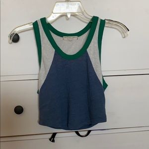 Blue,green, and white crop tank top